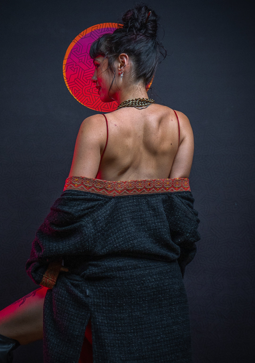 Open Kimono / Chanel Woven Border - Black NAGALAND